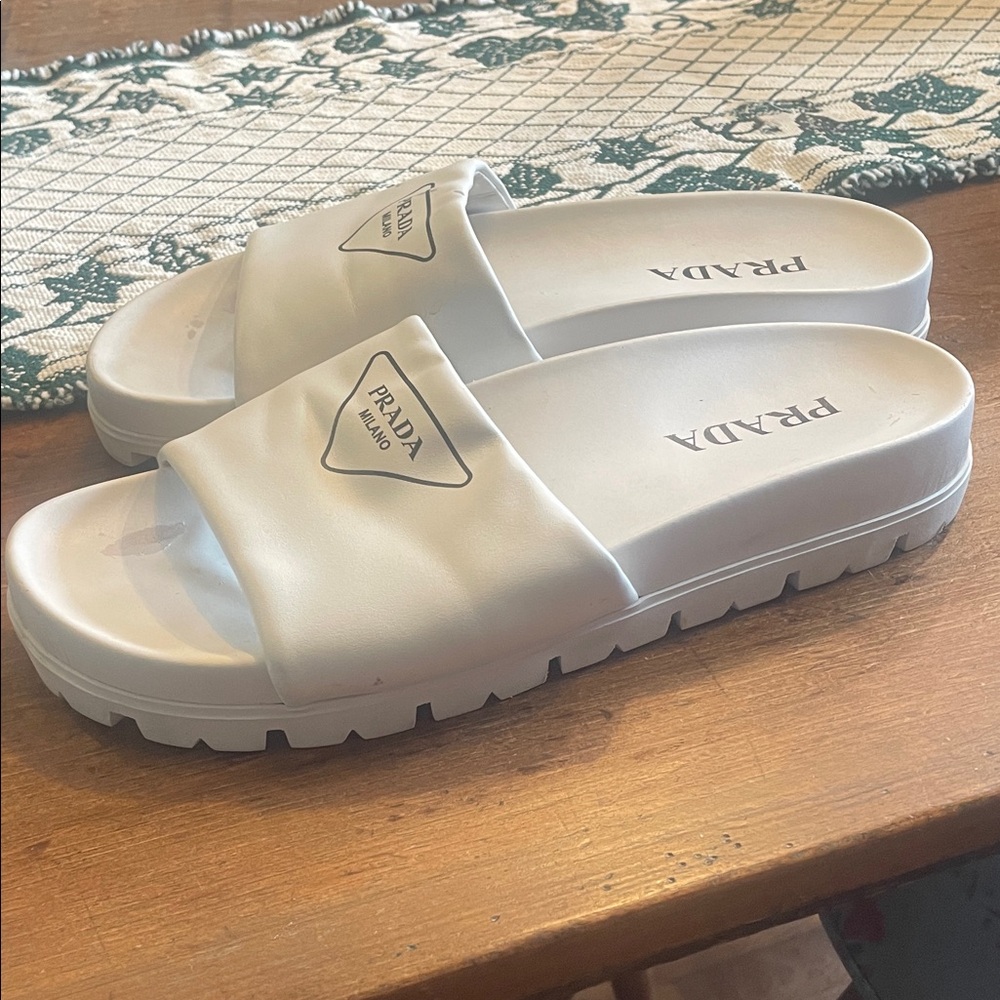 Prada White Logo Slide Sandals size 40.5, 10.5 US - Picture 10 of 12